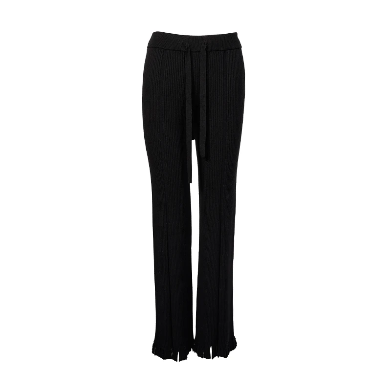 DNCY时尚休闲百搭坑条毛边针织裤-DA34120004