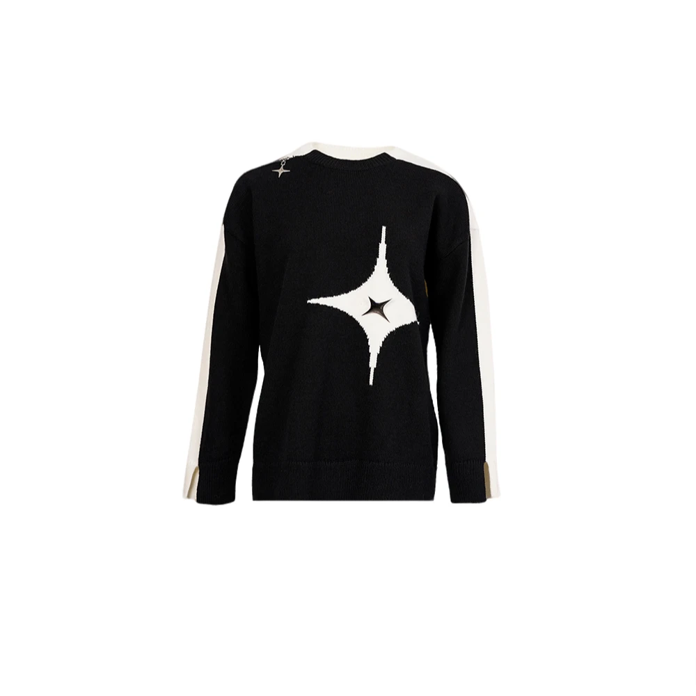 DNCY气质时尚休闲撞色四芒星针织衫-DA34304249