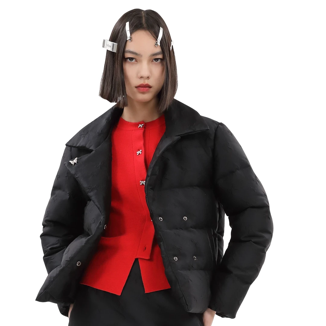 DNCY斜扣针织衫女款短款时尚休闲轻薄保暖秋冬冬季DA34504255