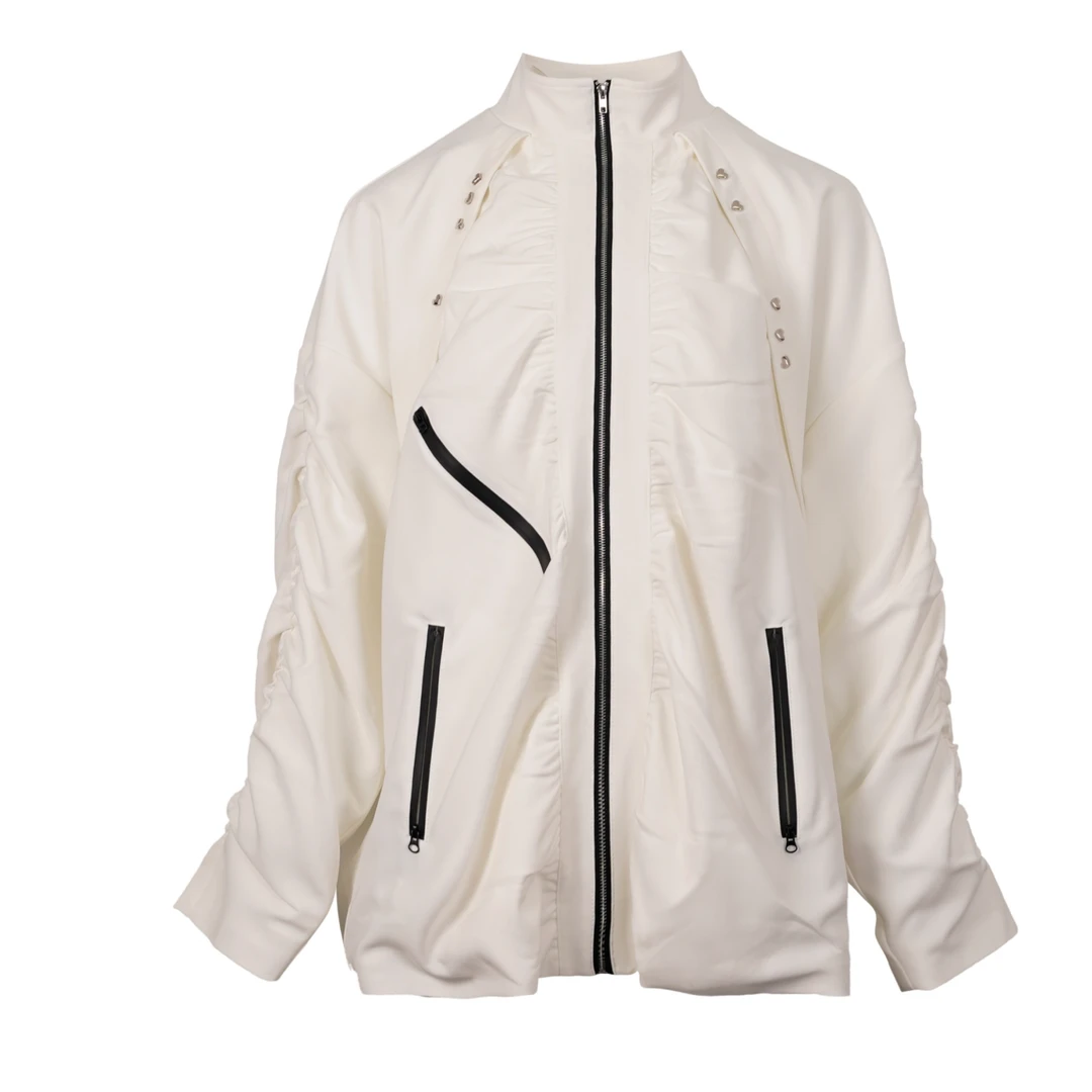 DNCY酷潮撞色外套秋季女外套长袖白色时尚户外休闲DA41306031