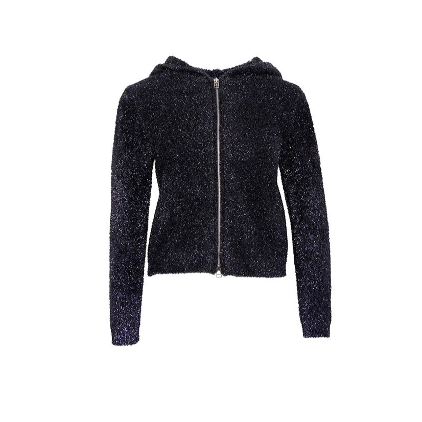 DNCY气质时尚休闲闪丝连帽针织开衫-DA34504182