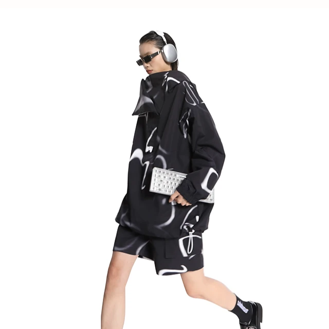 DNCY虚幻线条印花裤运动时尚牛仔牛仔短裤长款MA33220305