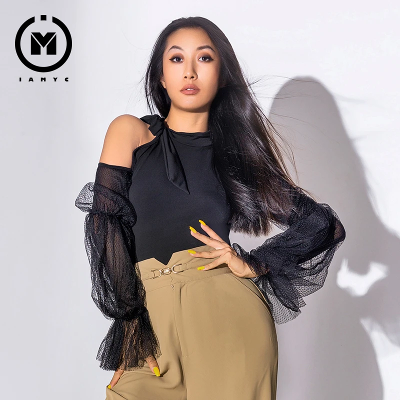 IAMYC摩登舞上衣女新款秋冬长袖练功服国标舞华尔兹连体衣B10006