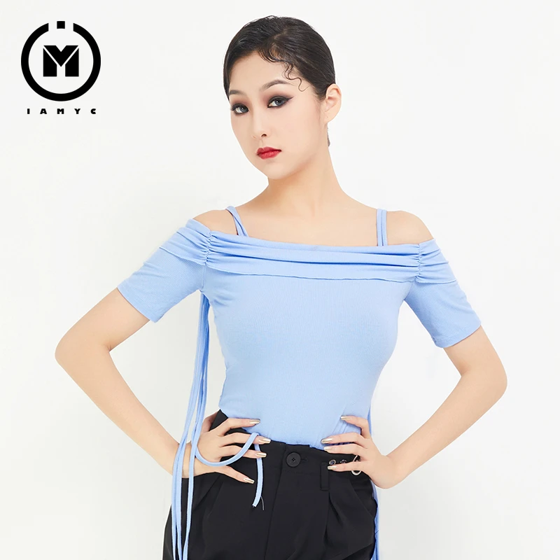 IAMYC摩登舞上衣女成人新款舞蹈服练习服修身国标练功服女 B10052
