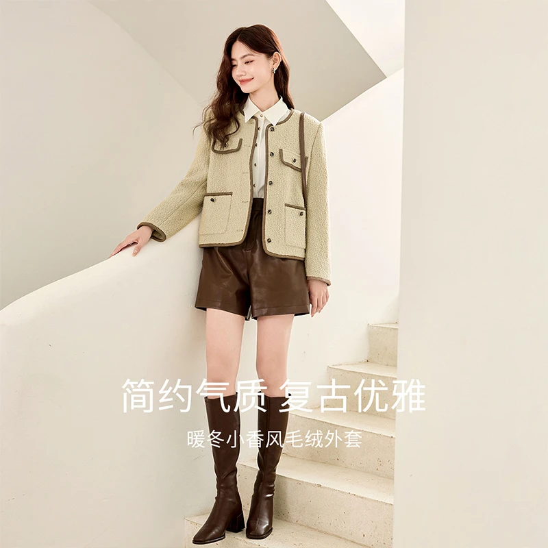 J834221短外套 香影【雅丹风】小香风羊毛外套女2024冬装新款法式