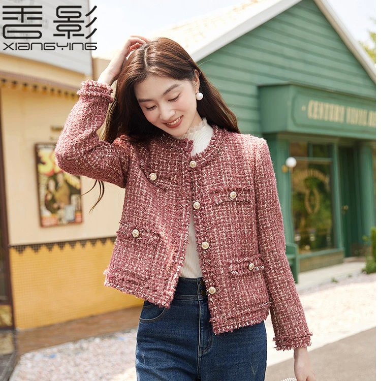 J834105短外套 香影红色小香风外套女短款2024秋冬新款法式气质