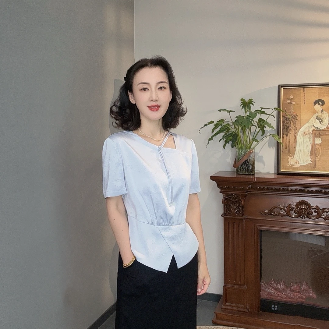 SZ1029极简舒适设计感短袖衬衫显瘦女宽松百搭上衣春夏新款