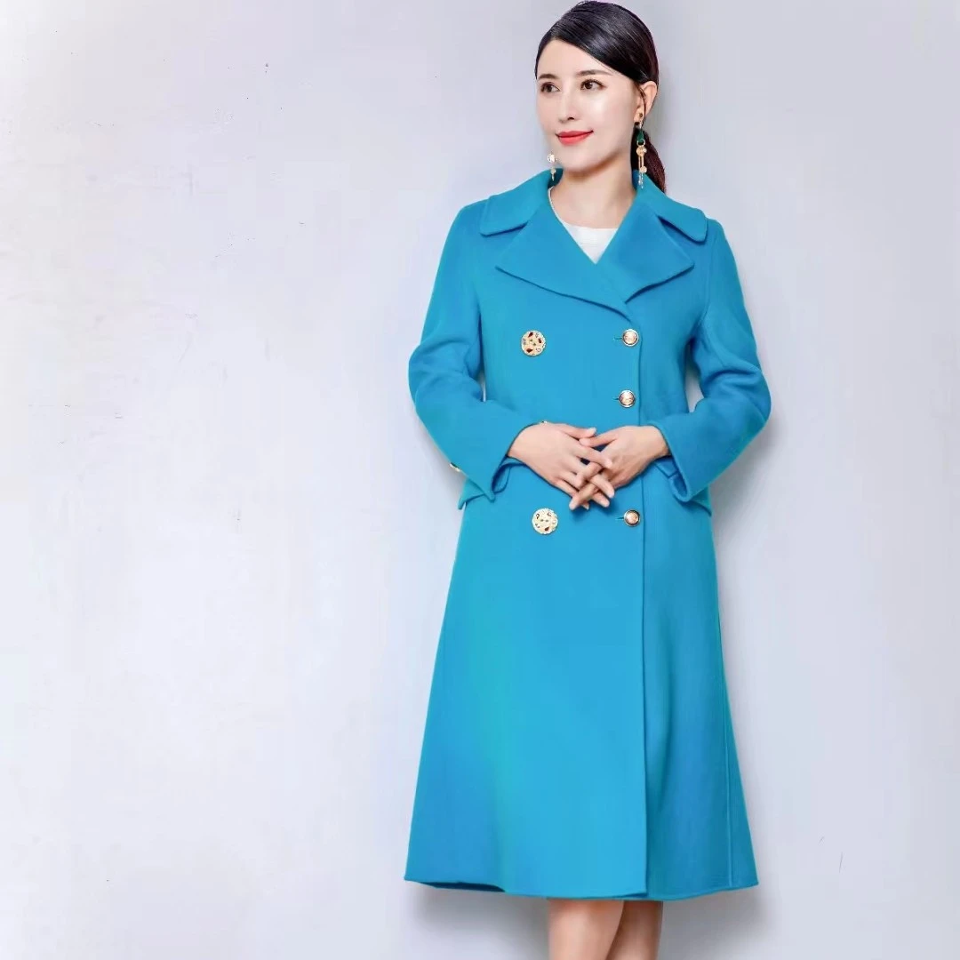 6057-50秋冬流行气质长袖时尚外套百搭女士双面大衣