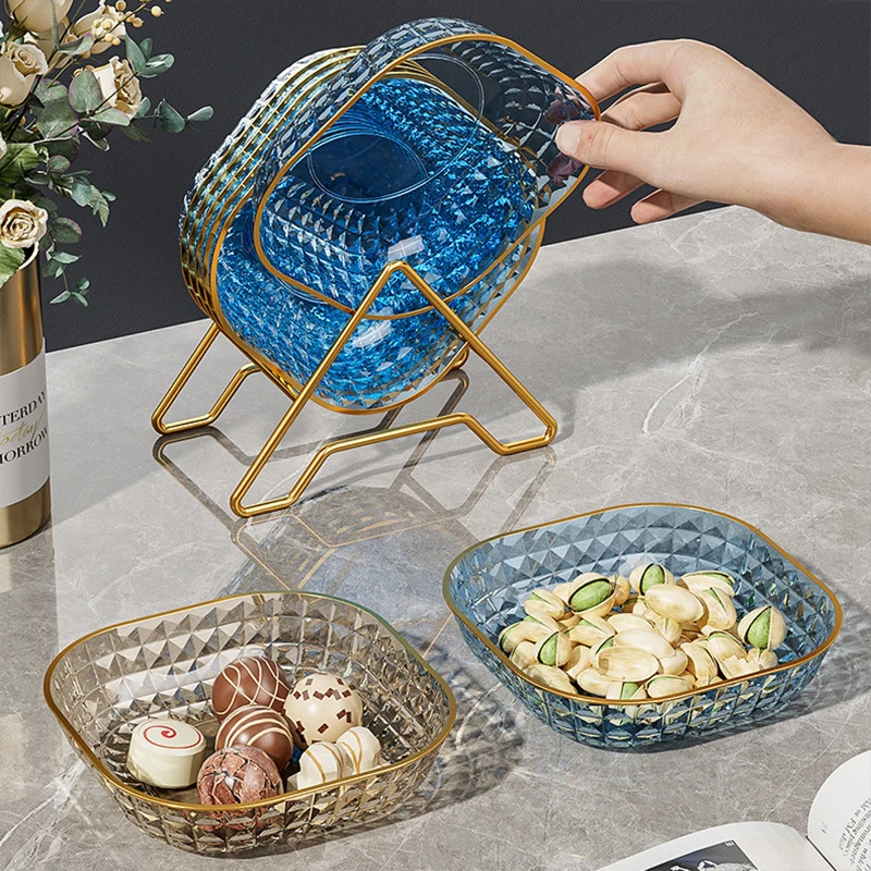 轻奢透明吐骨碟塑料家用餐桌金边吐骨头垃圾小碟子客厅零食盘套装