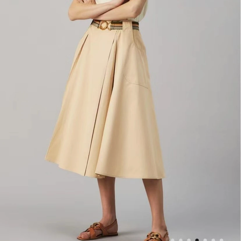 【Rumi时装】 柏林lady 篙支棉百搭挺括微弹立裁工装半身裙3340bq