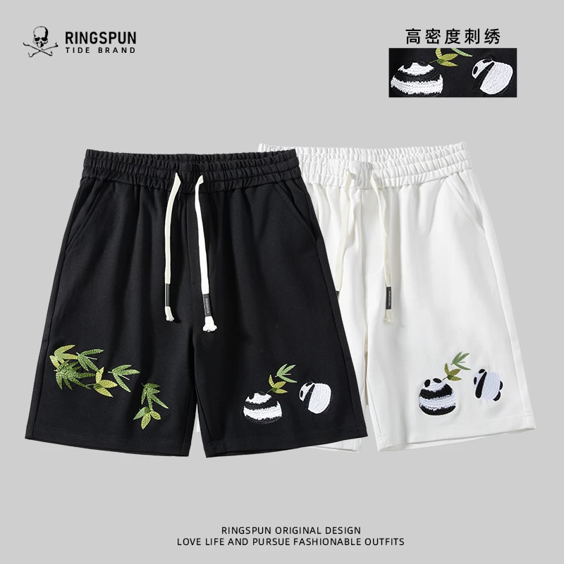 【熊猫短裤】男士夏季新款短裤休闲运动百搭五分裤潮流宽松刺绣中裤