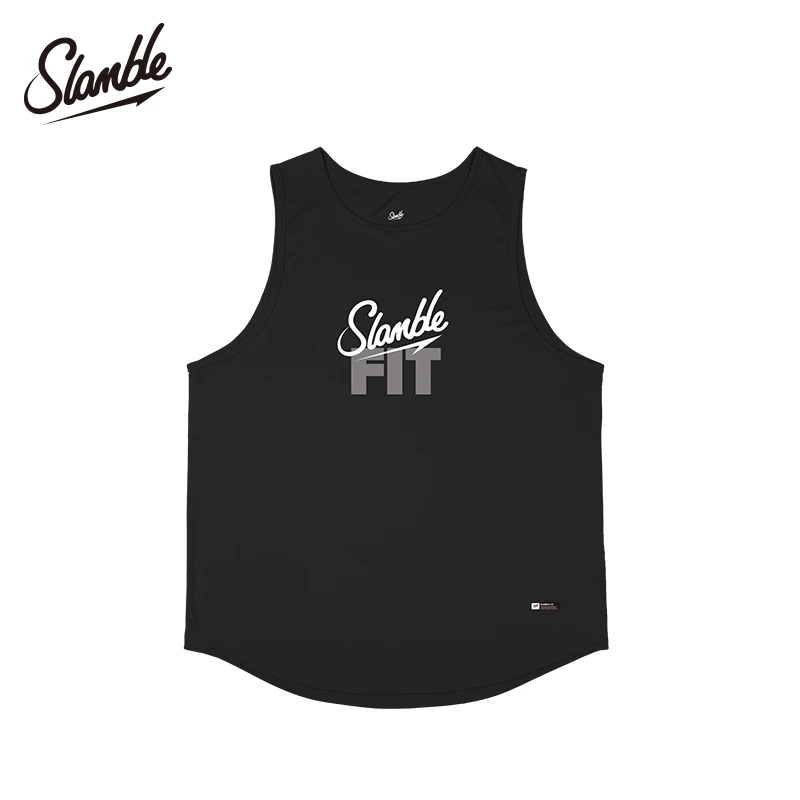 SLAMBLE夏季新款运动背心FIT篮球t恤速干圆领无袖男透气排汗上衣