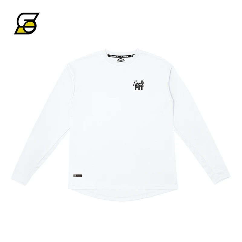 SLAMBLE春季新款长袖T恤男圆领纯色运动男投篮球服跑步训练上衣