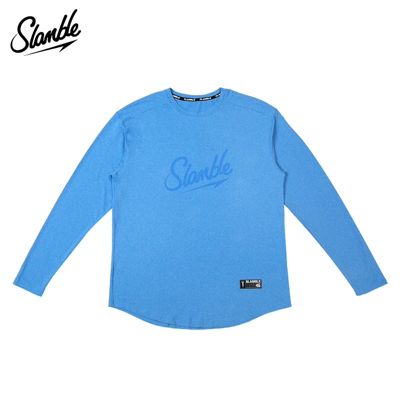 SLAMBLE春季新款字母印花运动长袖t恤男速干训练投篮服上衣