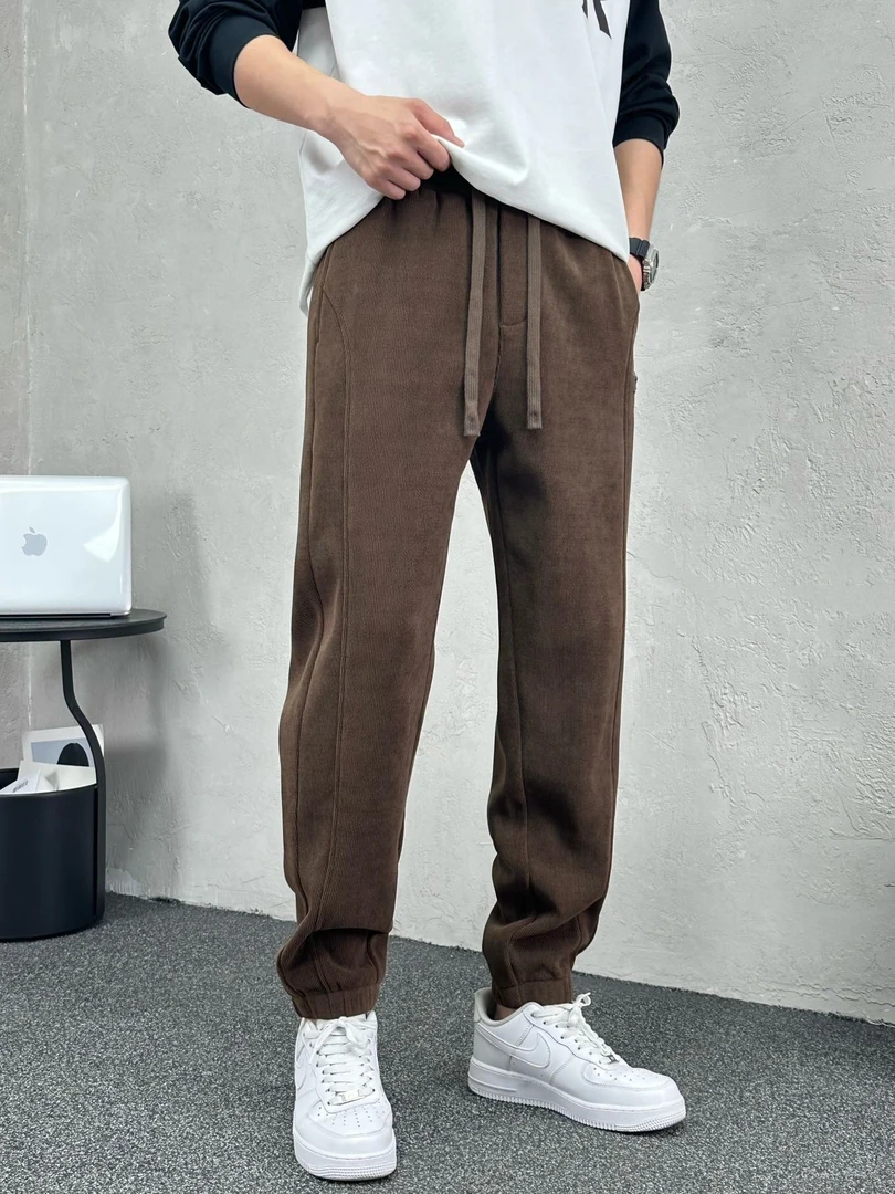 【男裤】新款时尚简约休闲男裤百搭束口秋冬绵羊细条绒哈伦休闲裤