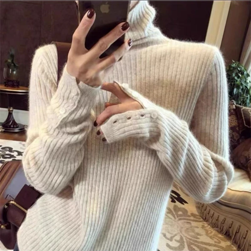 【不调色】高级感软糯堆堆领内搭毛衣女2024新款秋冬洋气修身针织