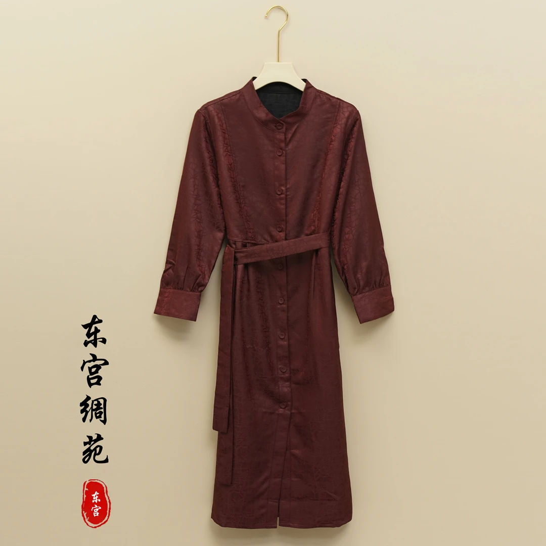 A【长乐绸苑】新中式国风龟裂纹束腰风衣（T102）