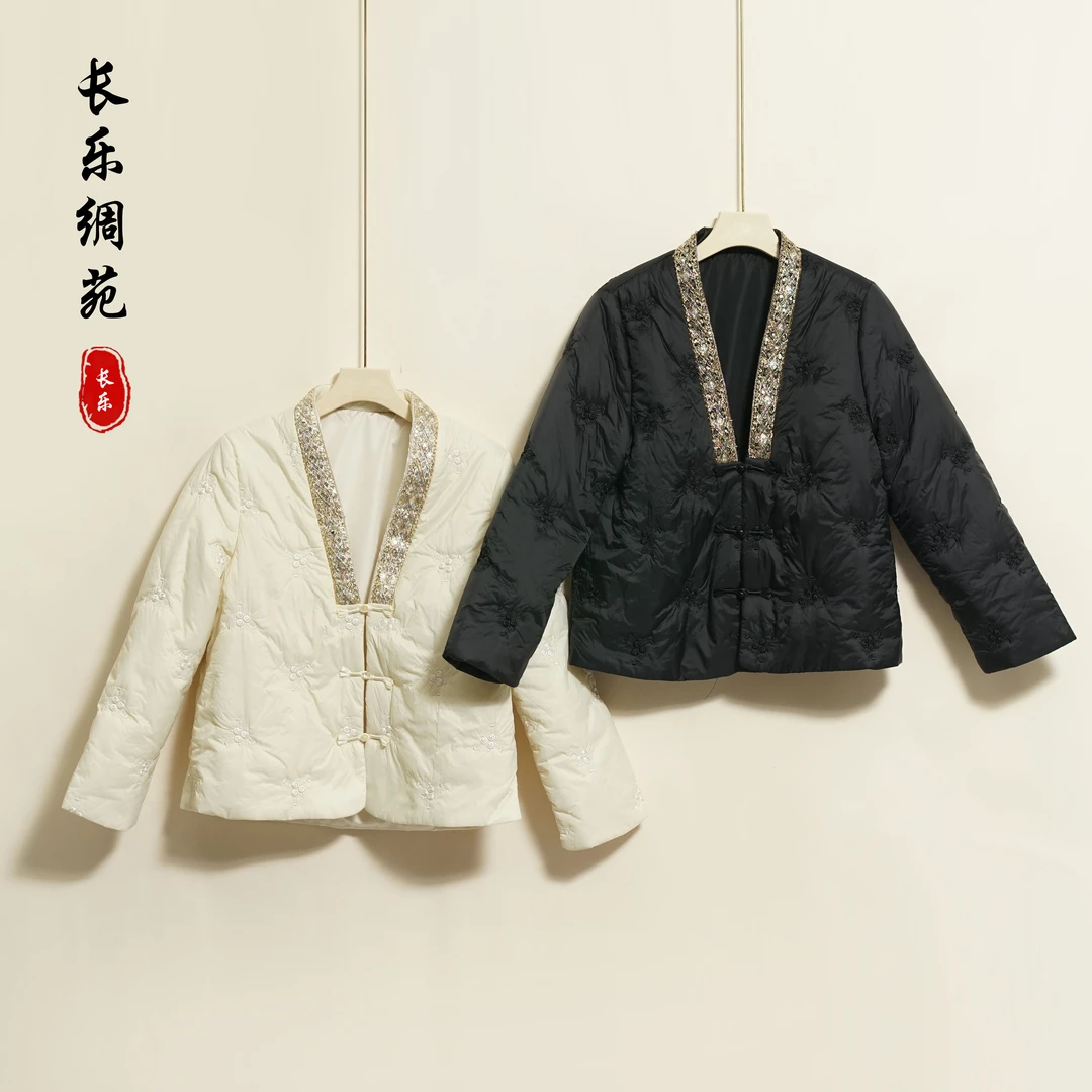 【长乐绸苑】新中式国刺绣加厚棉服道袍棉服（H245）