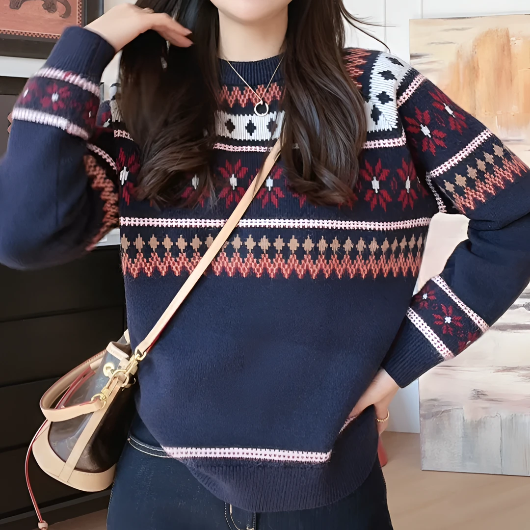 【YHH】费尔岛  冬季韩版时尚显瘦舒适保暖毛衣-YHW5136