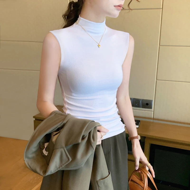 半高领背心女内搭春游网红韩版洋气修身显瘦打底女生韩系ins衣服