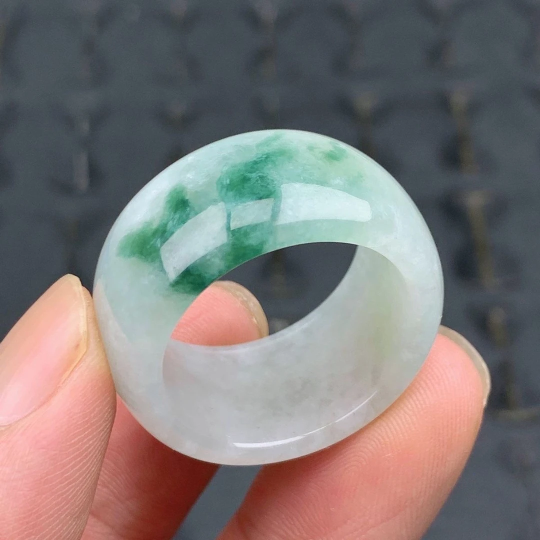 天然翡翠玉戒指男女正品老坑缅甸a货飘花玉石指环戒圈送男友礼品