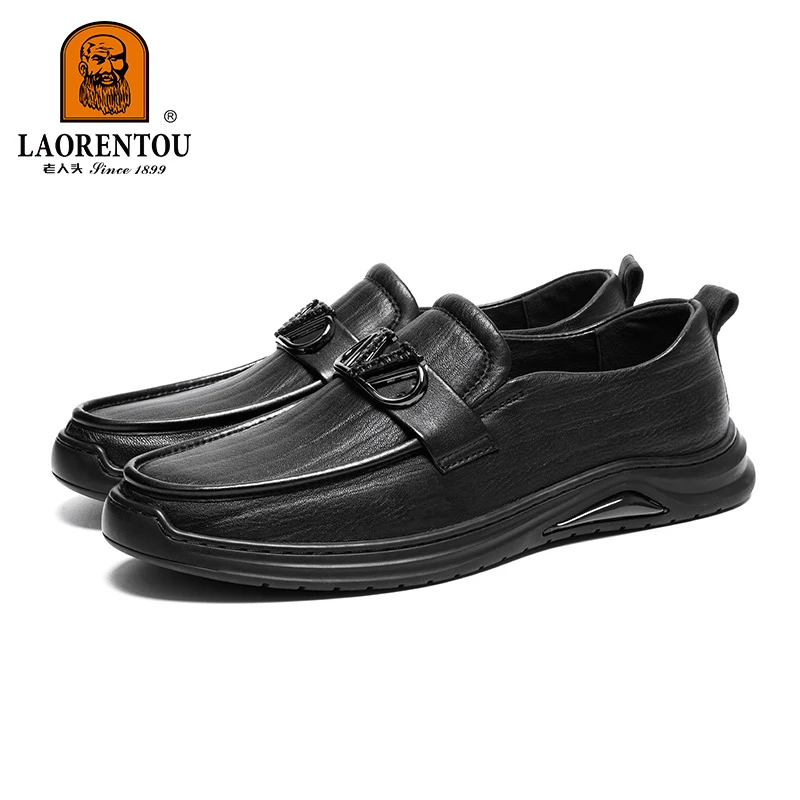 老人头25年新款休闲男皮鞋羊皮男士舒适透气软底软面休闲商务百搭