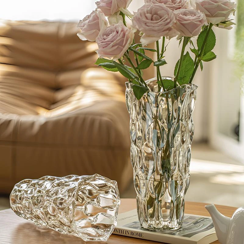 花瓶摆件客厅加厚创意玻璃瓶大口径ins风高级感鲜花玫瑰水培器皿
