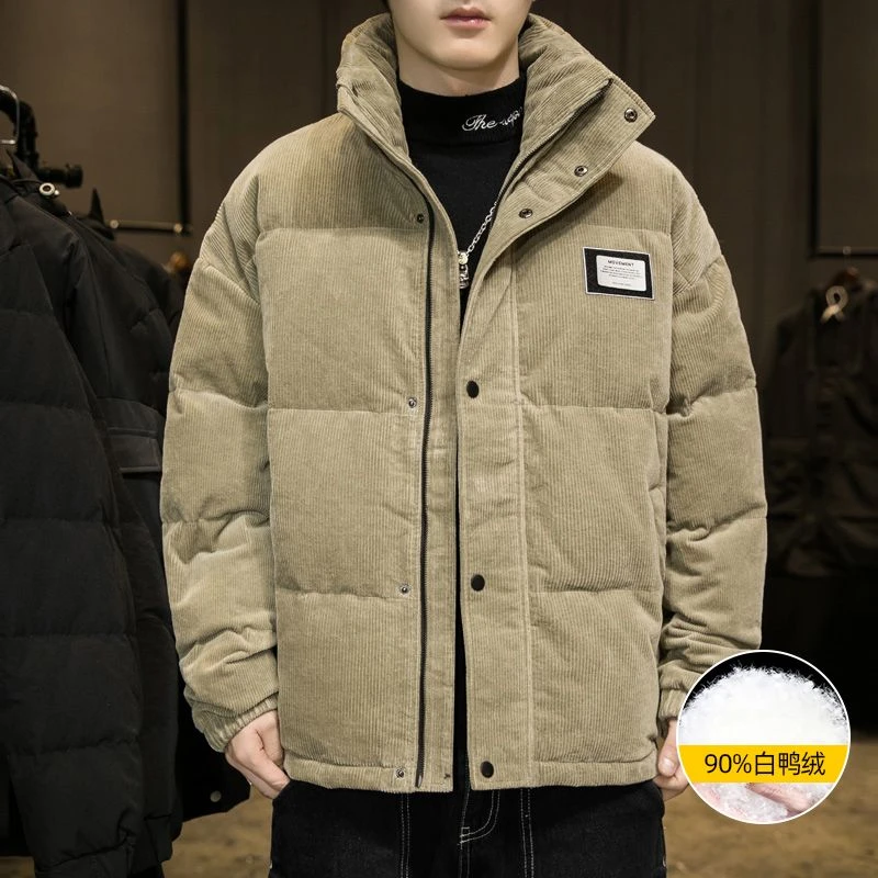 波司登羽绒服白鸭绒100%灯芯绒羽绒服男男士外套秋冬季保罗加厚超