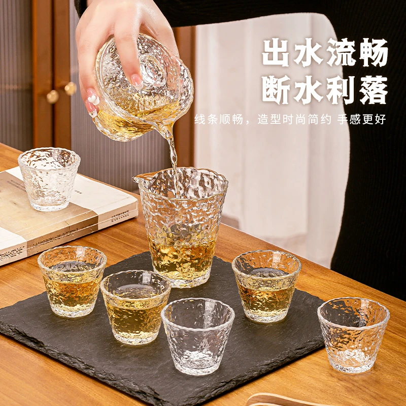 【8件套】高颜值冰露纹玻璃茶具玻璃杯初雪杯套装颜值雅器实惠耐热