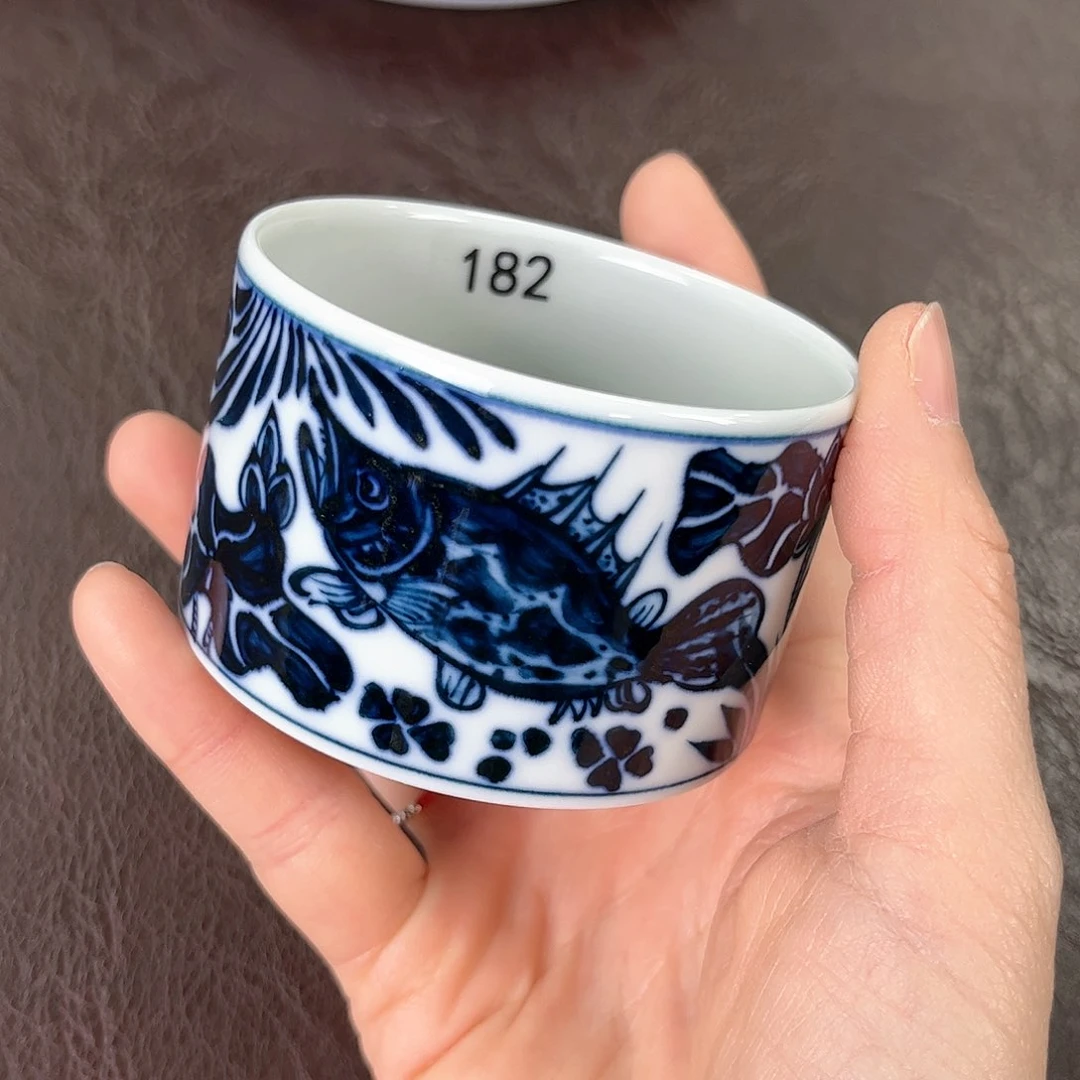 杯手绘釉下高温瓷器