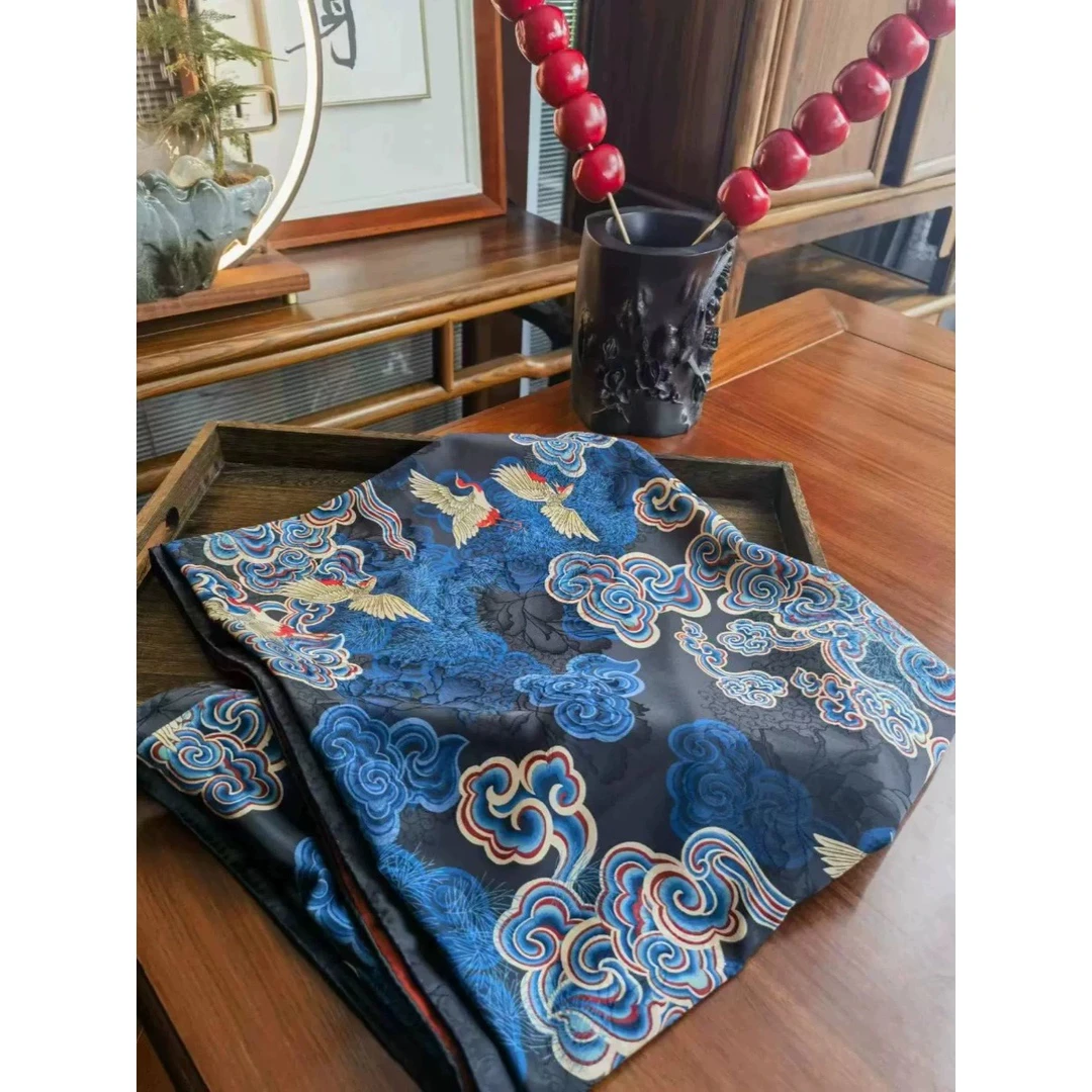 【瑞鹤呈祥2】140*140香云重磅龟裂纹爆款国风提花高端百搭丝巾