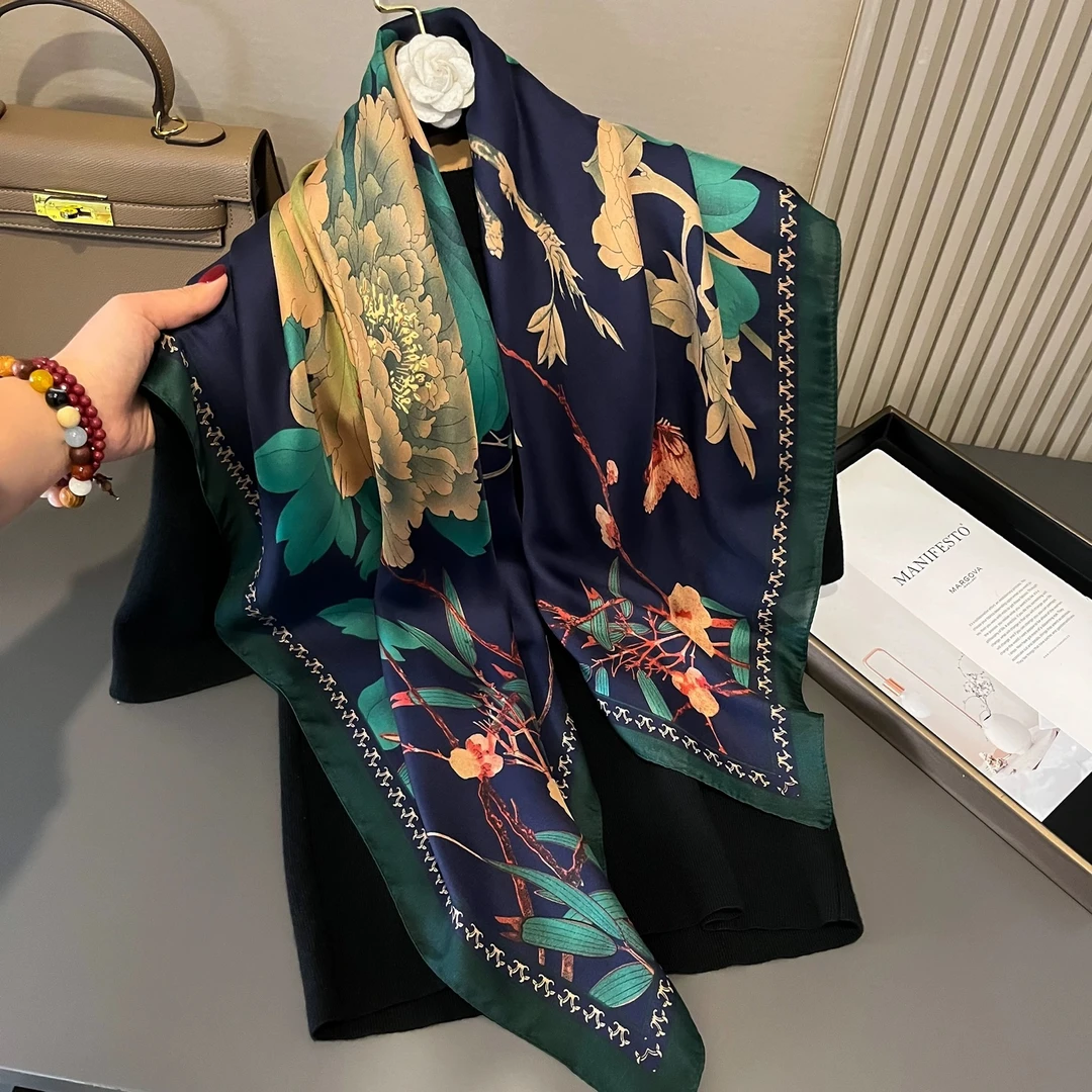 【星楚】春秋丽锦锻90*90女士品质丝巾长条薄款爆款围巾丝巾