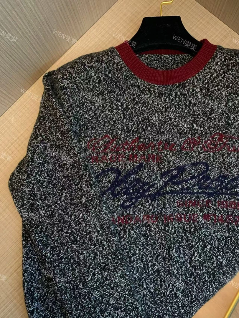 【WEN轻奢】2024秋季新款休闲百搭提花圆领套头毛衣WWM0190