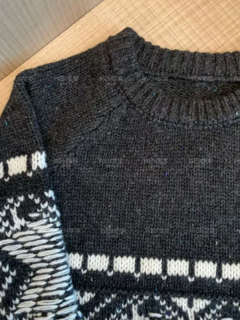 【WEN轻奢】2024秋冬新款百搭圆领宽松提花毛衣WWM0195