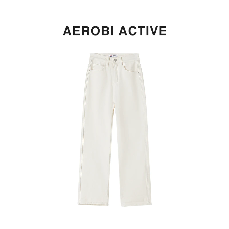 AEROBI ACTIVE加绒加厚保暖百搭女士直筒牛仔裤3880