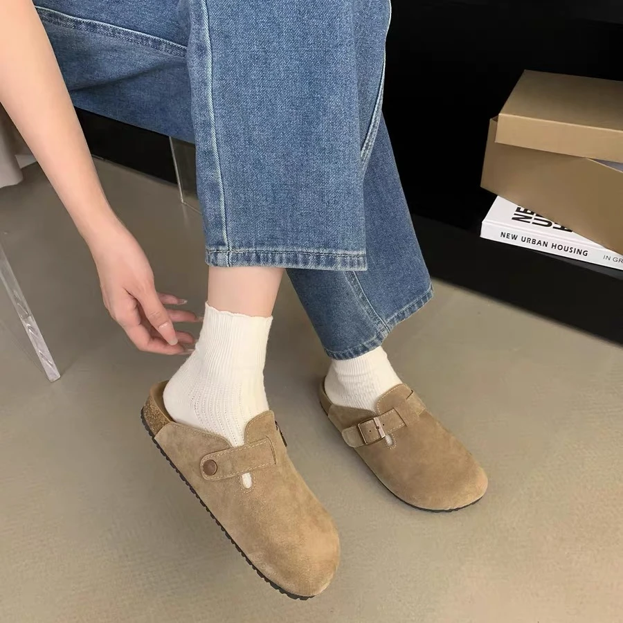 【小王家】圆头百搭增高厚底勃肯鞋女2024新款春季外穿网红包头拖鞋