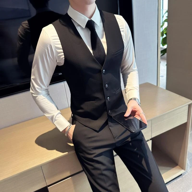 WG2【单件马甲】秋季背心韩版修身男士休闲马夹潮流商务帅气马甲男