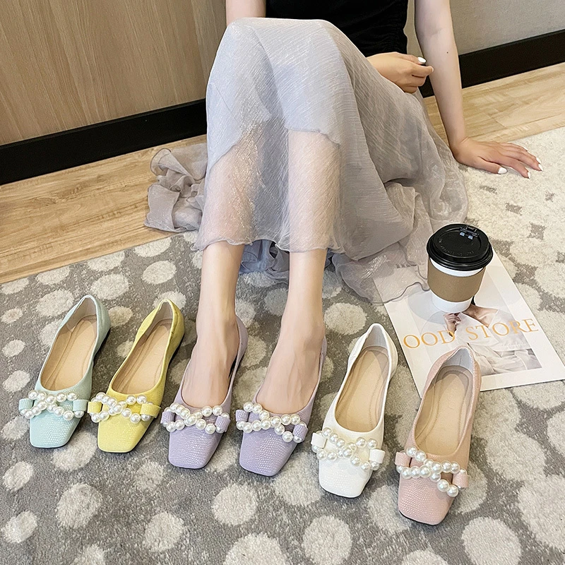 大码女鞋单加肥加宽41-43方头脚肥脚宽单鞋女胖妹妹大码单鞋2021