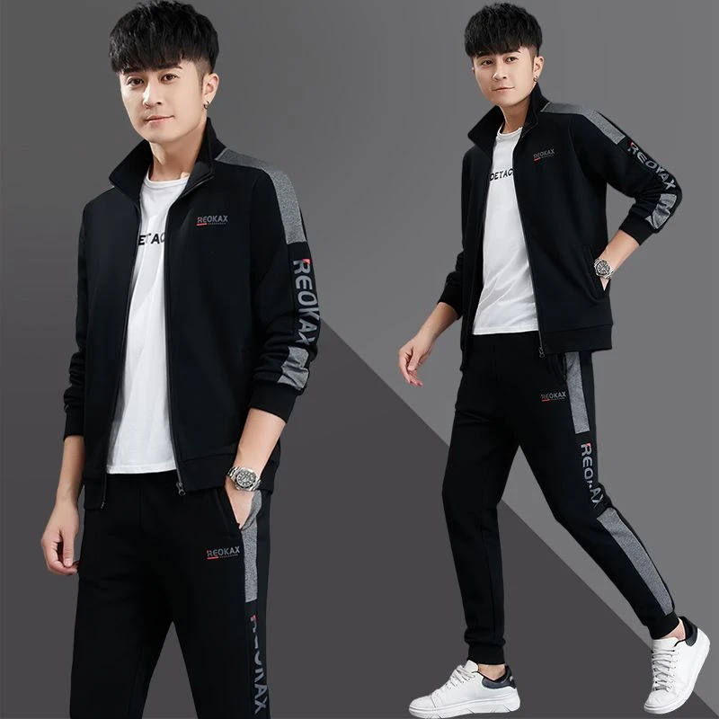 运动套装男士2024秋季新款开衫卫衣男跑步两件套春秋休闲运动服男