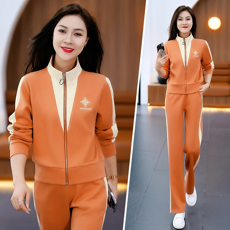 休闲套装女春秋2025新款开衫减龄妈妈时尚韩版卫衣运动装两件套