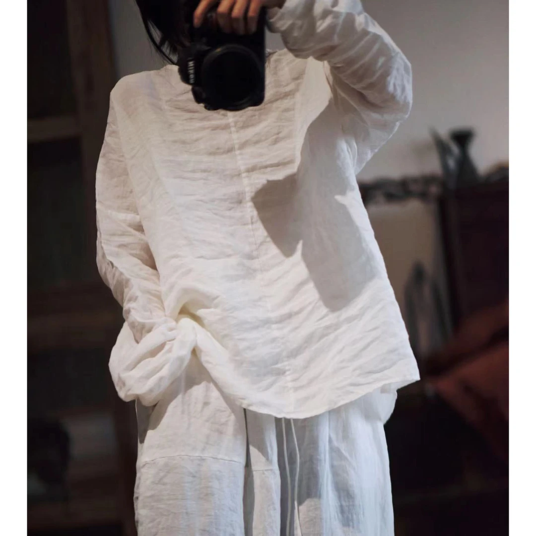 22/12 冬至简约文艺厚实苎麻套头小衫