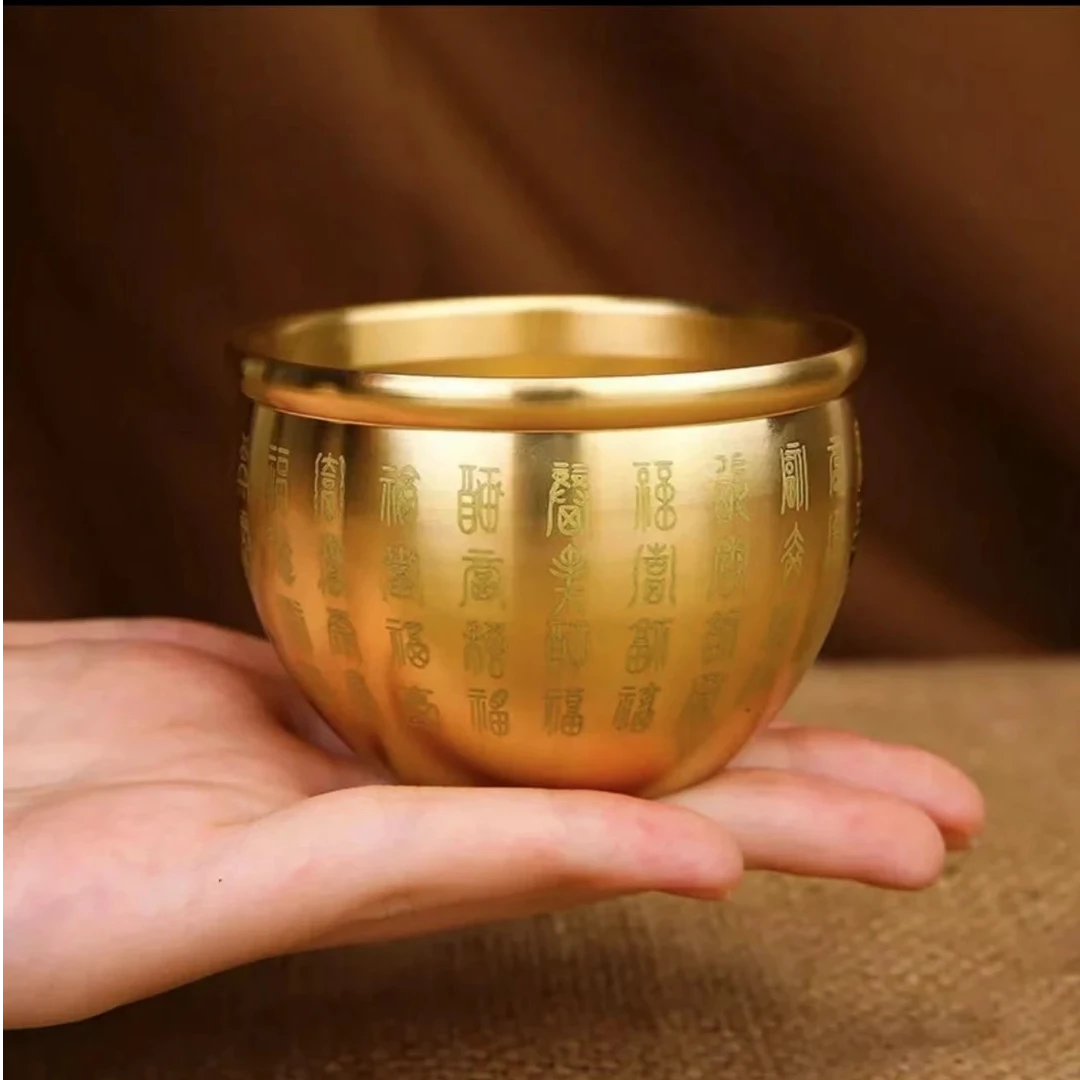 【粉丝专享】黄铜百福缸桌面小摆件家居客厅装饰品