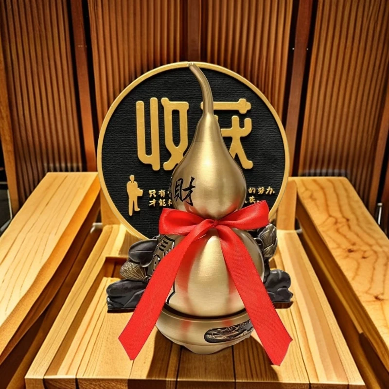 纯黄铜加大纳福葫芦家庭装饰桌面摆件居家个性工艺品复古摆件