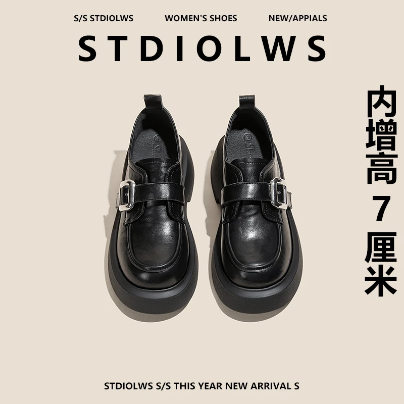 【禾央央】7cm小个子内增高乐福鞋女厚底学生软底复古小皮鞋英伦风