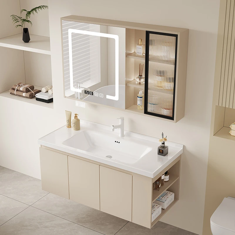 卫生间洗手台盆柜洗脸盆组合柜陶瓷一体洗漱洗漱台浴室柜侧边收纳