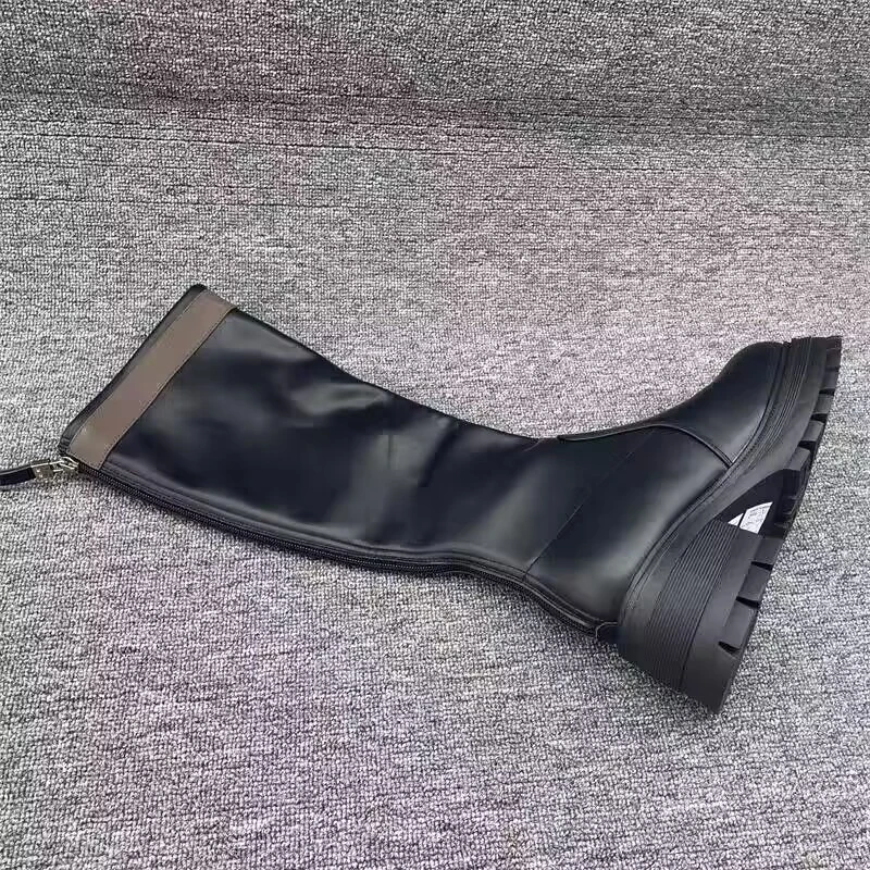 306011新品女靴平底长筒靴显瘦弹力靴潮款高筒女靴百搭时尚靴子