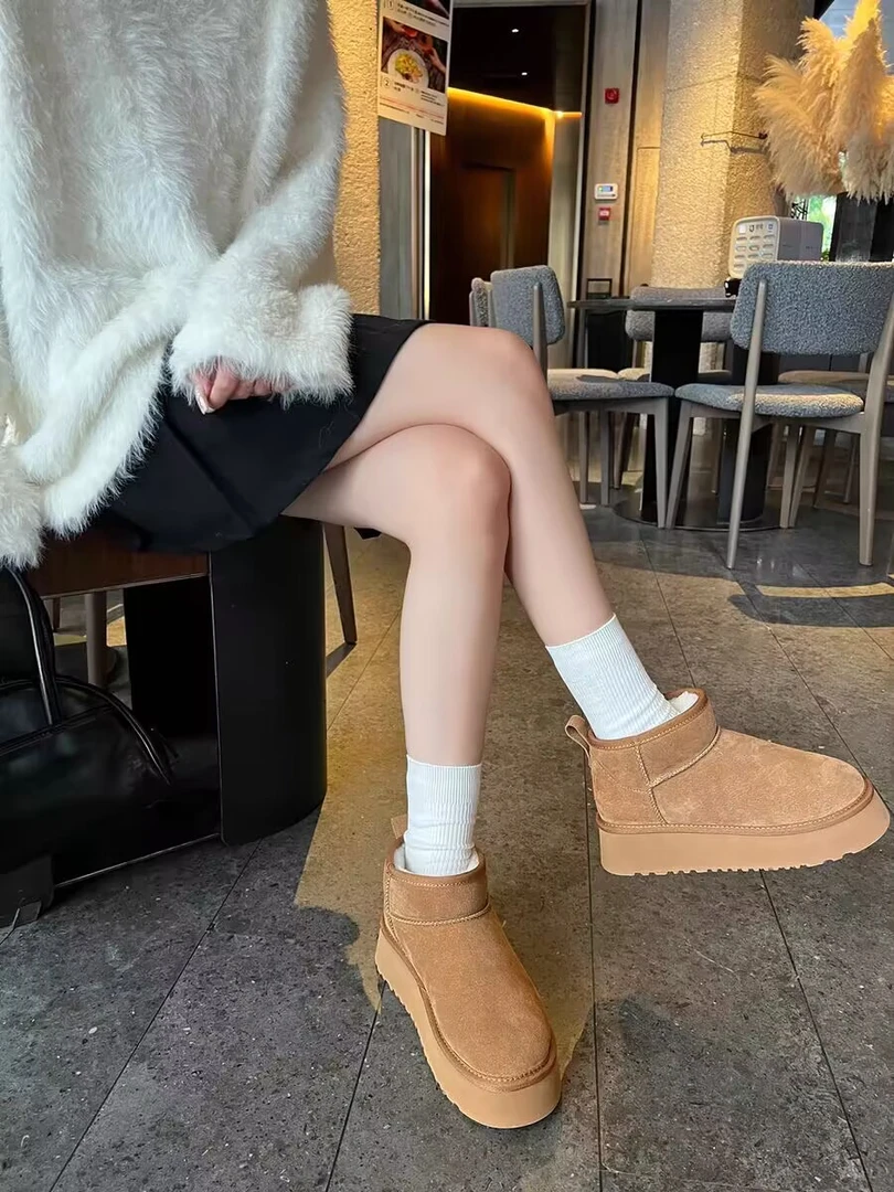 5853-1新品女靴舒适平底短靴潮款百搭短筒靴网红雪地靴