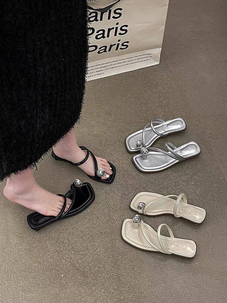 101-118夏季新款厚底凉拖鞋松糕底露趾凉鞋平底舒适一脚蹬女拖鞋