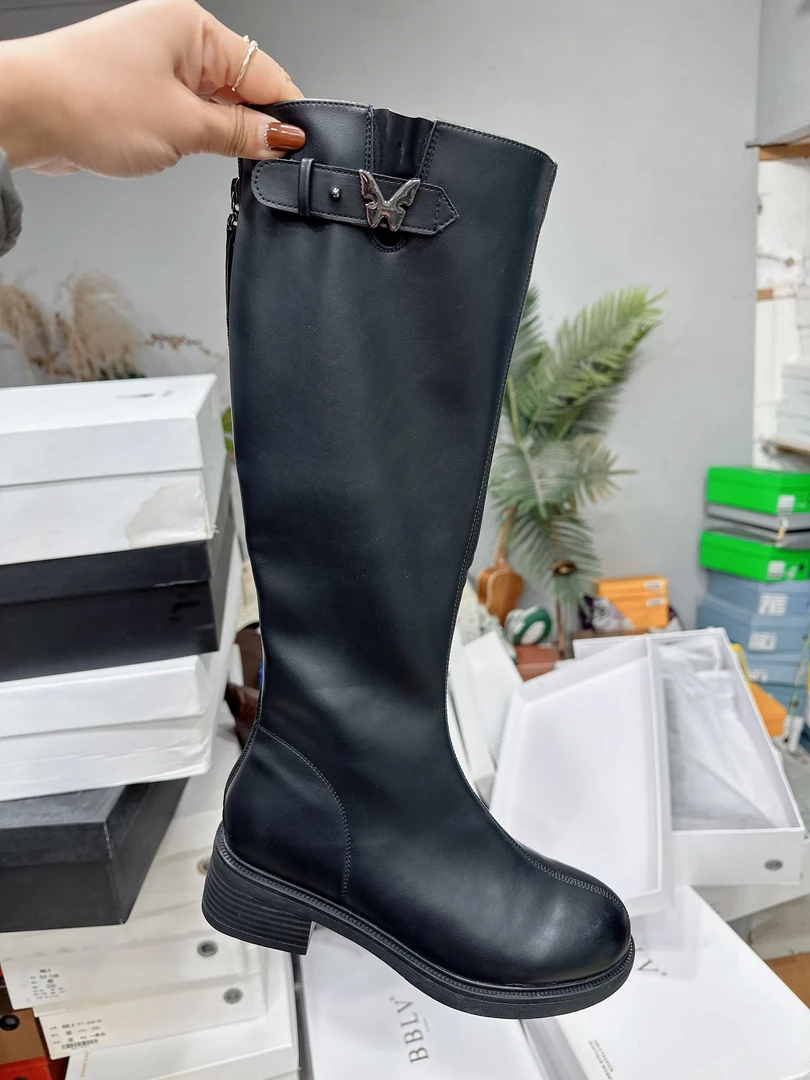 78-8新品女靴平底长筒靴显瘦弹力靴潮款高筒女靴百搭时尚靴子