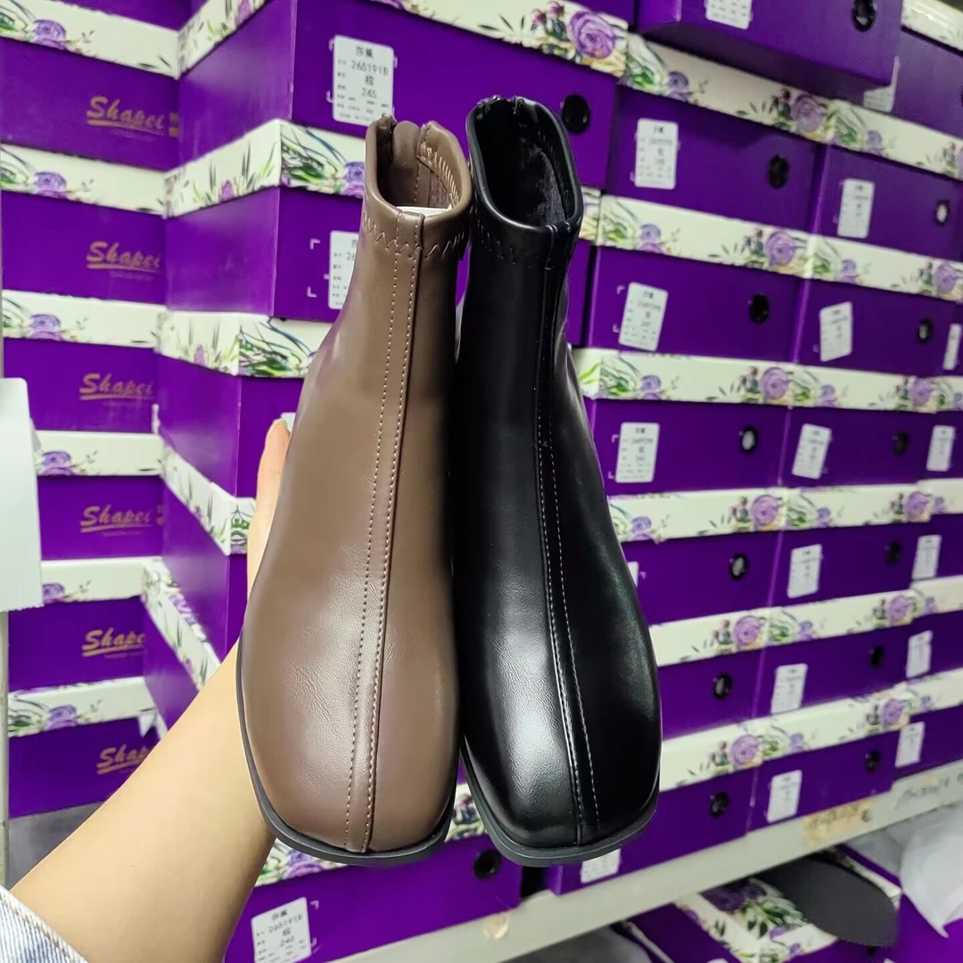 265191新品女靴舒适平底短靴潮款马丁靴百搭短筒靴网红烟管靴